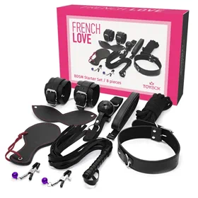 ערכת BDSM פרנץ׳ לאב 8 חלקים שחורה – Toy Box